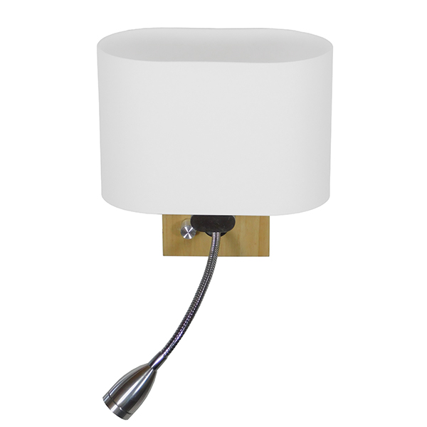 GLOBOSTAR® ELEGANT 01316 Μοντέρνο Φωτιστικό Τοίχου - Απλίκα Ξενοδοχείου Reading Light με Ντουί 1 x E27 LED 3W 360lm 36° AC 220-240V IP20 Θερμό Λευκό 2700K - Bridgelux COB Chip - Λευκό & Μπεζ - Μ15 x Π20 x Υ22.5cm - 2 Χρόνια Εγγύηση - Image 2