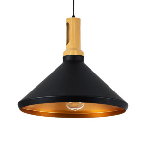 GLOBOSTAR® CALYPSO 01334-A Μοντέρνο Κρεμαστό Φωτιστικό Οροφής με Ντουί 1 x E27 AC 220-240V IP20 - Μαύρο & Μπρούτζινο - Μ36 x Π36 x Υ30cm