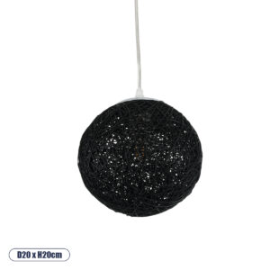 GLOBOSTAR® OCEANA 01356 Boho Κρεμαστό Φωτιστικό Οροφής με Ντουί 1 x E27 AC 220-240V IP20 - Μαύρο - Μ20 x Π20 x Υ20cm
