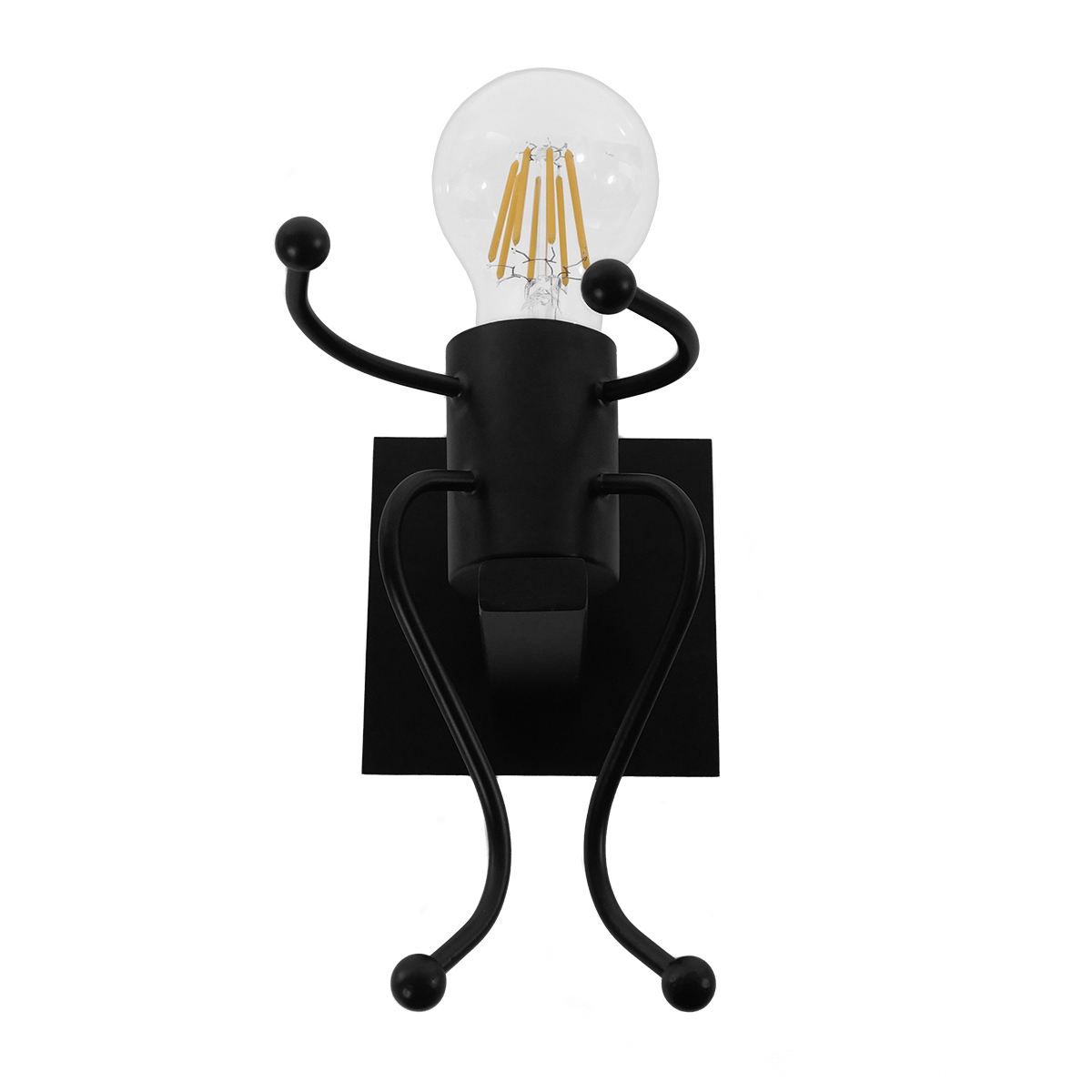 GLOBOSTAR® FIGURE 10001388 Μοντέρνο Φωτιστικό Τοίχου - Απλίκα με Ντουί 1 x E27 AC 220-240V IP20 - Μαύρο - Μ12 x Π19 x Υ17cm - Image 3