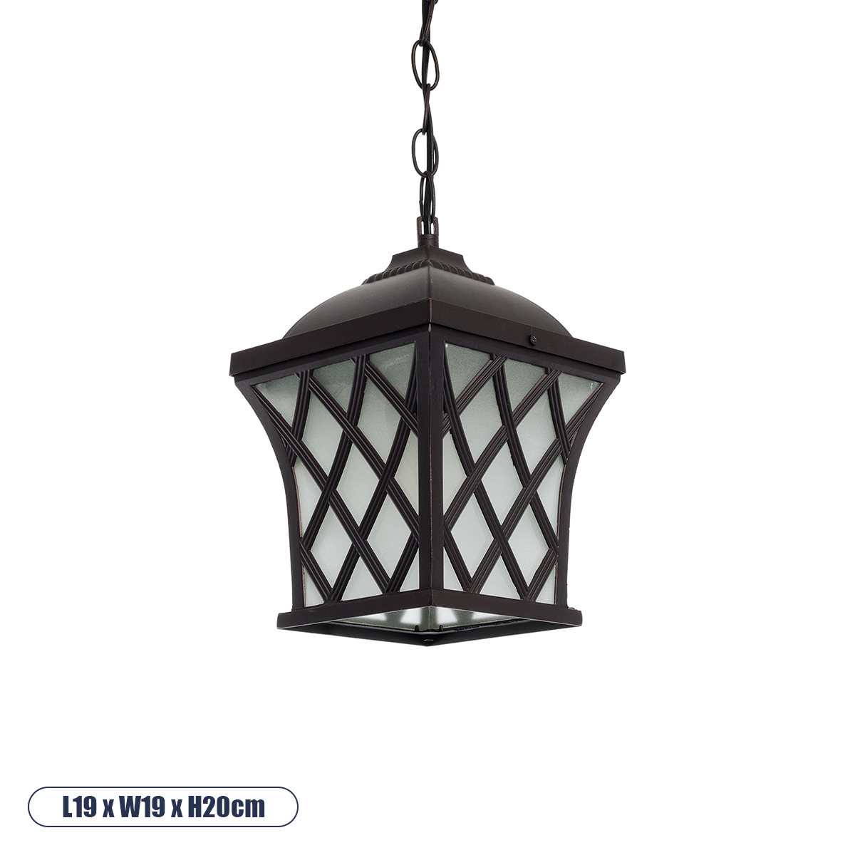 GLOBOSTAR® LINCOLN 01399 Vintage Κρεμαστό Φωτιστικό Οροφής με Ντουί 1 x E27 AC 220-240V IP20 - Καφέ & Διάφανο - Μ19 x Π19 x Υ20cm