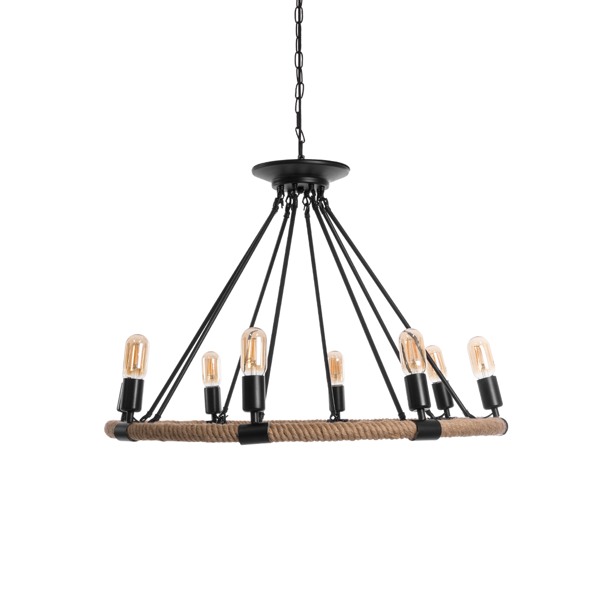 GLOBOSTAR® MILLBANK 01423 Vintage Κρεμαστό Φωτιστικό Οροφής με Ντουί 8 x E27 AC 220-240V IP20 - Μαύρο & Μπεζ - Μ80 x Π80 x Y54cm - Image 4