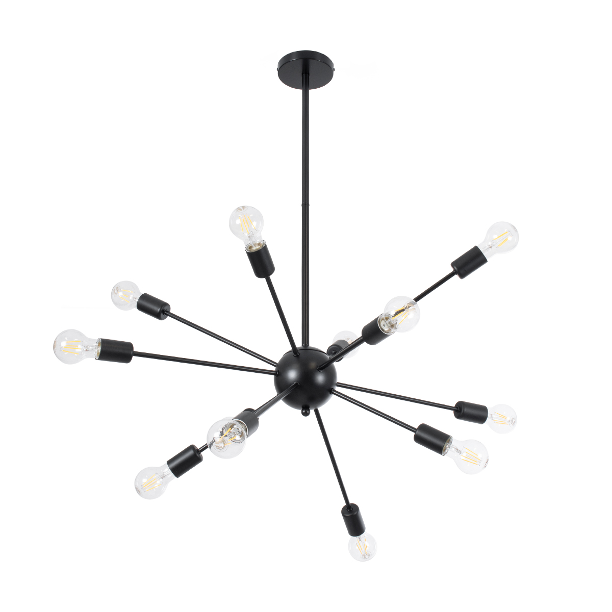 GLOBOSTAR® MILANO 01486 Μοντέρνο Φωτιστικό Οροφής με Ντουί 12 x E27 AC 220-240V IP20 - Μαύρο - Μ80 x Π80 x Υ80cm - Image 3