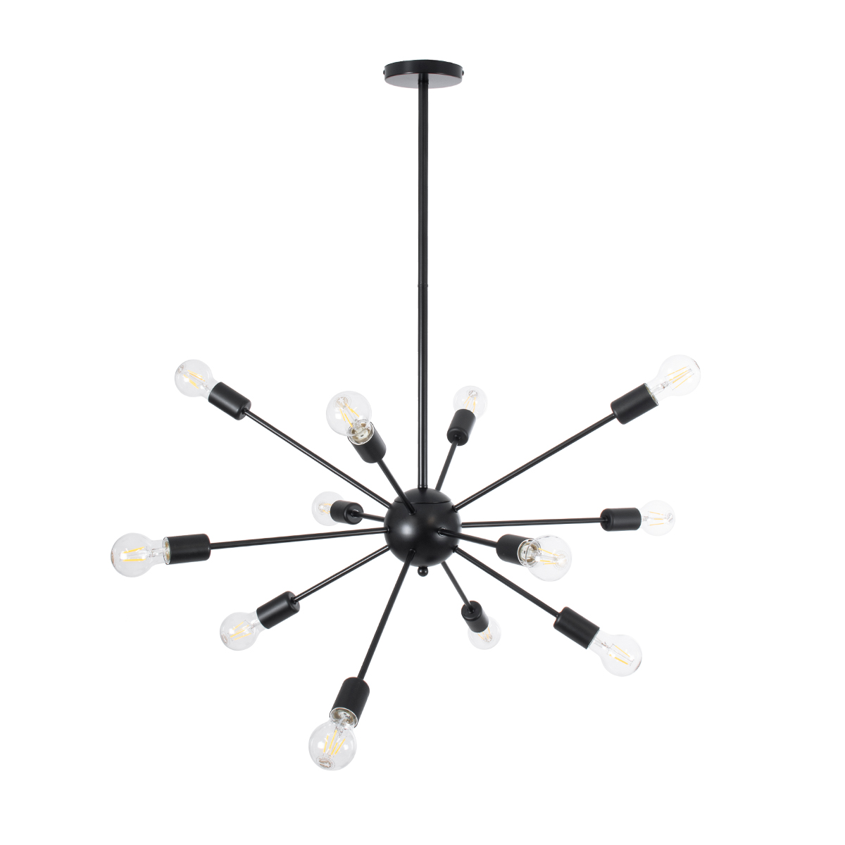 GLOBOSTAR® MILANO 01486 Μοντέρνο Φωτιστικό Οροφής με Ντουί 12 x E27 AC 220-240V IP20 - Μαύρο - Μ80 x Π80 x Υ80cm - Image 4