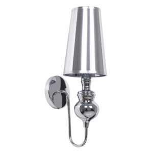 GLOBOSTAR® LAURA 01498 Μοντέρνο Φωτιστικό Τοίχου - Απλίκα με Ντουί 1 x E27 AC 220-240V IP20 - Ασημί - Μ21 x Π15 x Y48cm