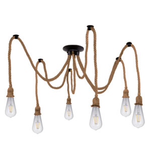 GLOBOSTAR® ATROX 01547 Vintage Κρεμαστό Φωτιστικό Οροφής με Ντουί 6 x E27 AC 220-240V IP20 - Μπεζ - Μ200 x Π200 x Υ100cm