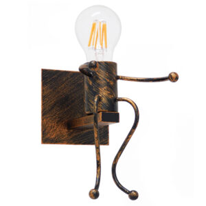 GLOBOSTAR® LITTLE MAN 01592 Μοντέρνο Φωτιστικό Τοίχου - Απλίκα με Ντουί 1 x E27 AC 220-240V IP20 - Χάλκινο - Μ12 x Π19 x Υ17cm