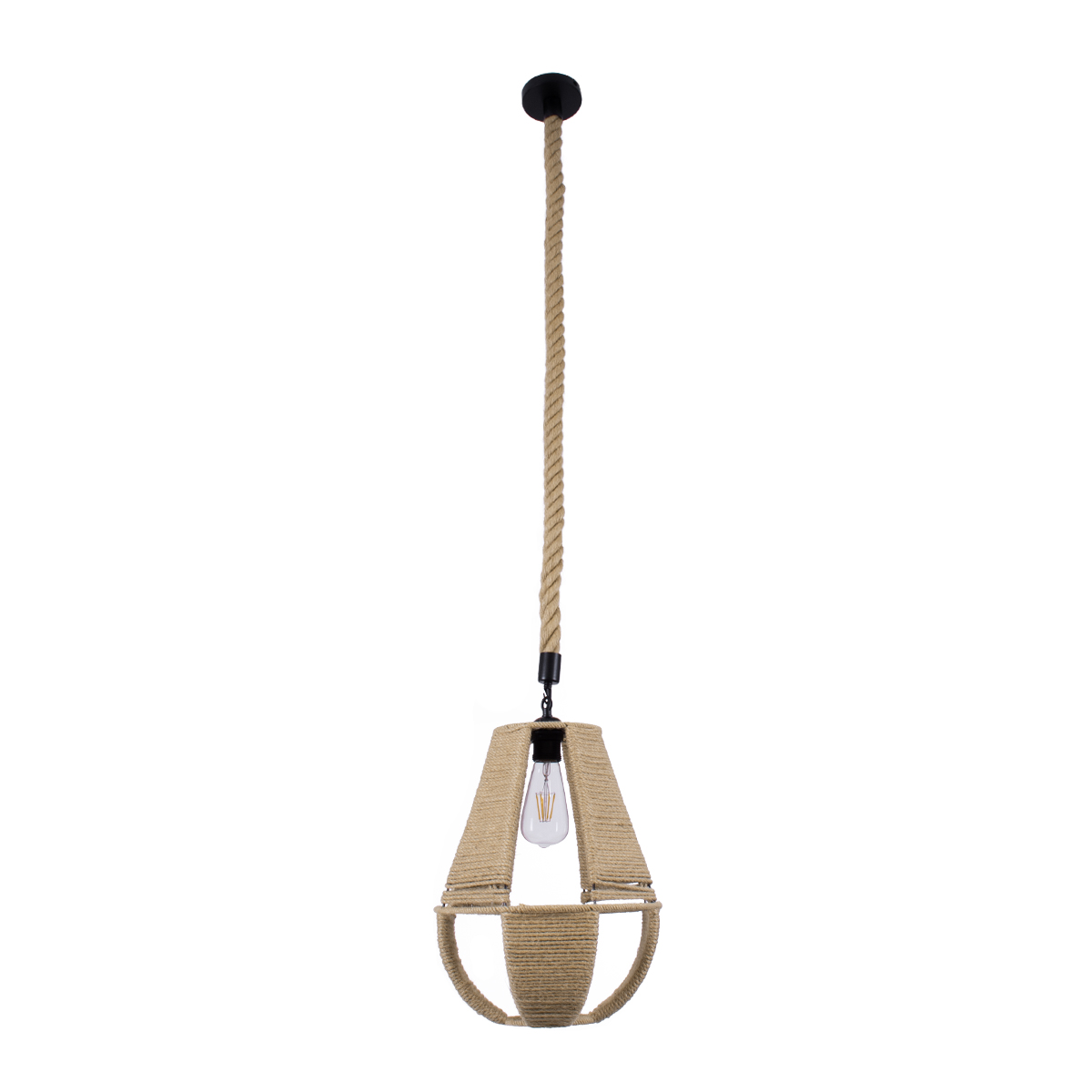 GLOBOSTAR® POLIA 01608 Boho Κρεμαστό Φωτιστικό Οροφής με Ντουί 1 x E27 AC 220-240V IP20 - Μπεζ - Μ30 x Π30 x Y42cm - Image 3