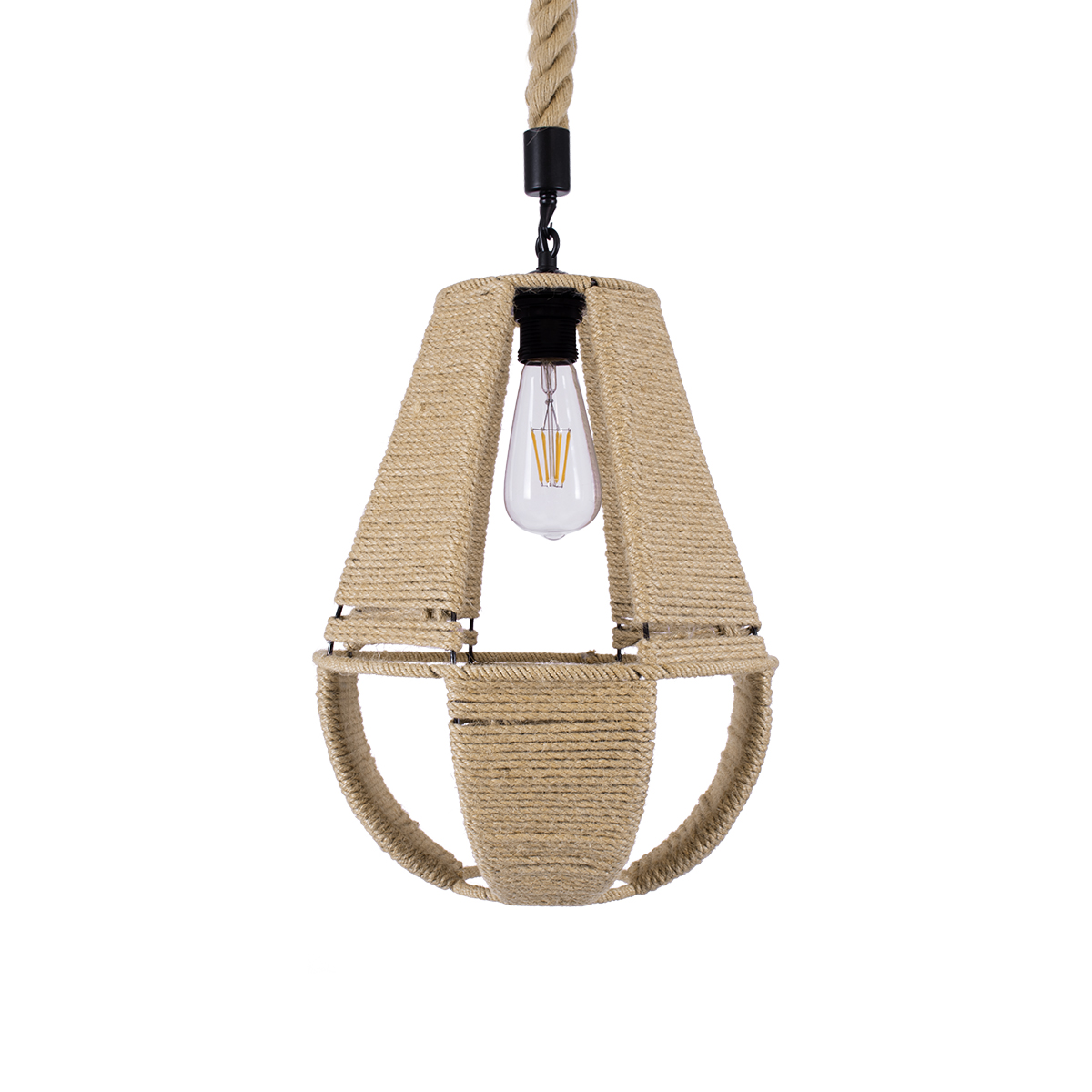 GLOBOSTAR® POLIA 01608 Boho Κρεμαστό Φωτιστικό Οροφής με Ντουί 1 x E27 AC 220-240V IP20 - Μπεζ - Μ30 x Π30 x Y42cm - Image 4