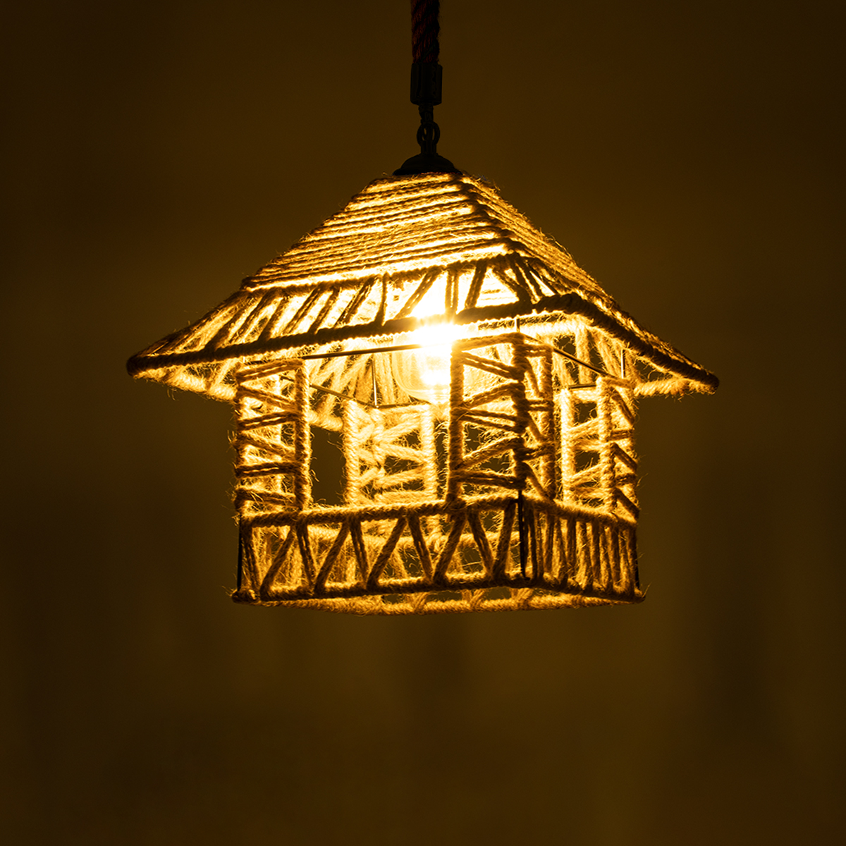 GLOBOSTAR® SPIKY 01613 Boho Κρεμαστό Φωτιστικό Οροφής με Ντουί 1 x E27 AC 220-240V IP20 - Μπεζ - Μ43 x Π43 x Y28cm - Image 2