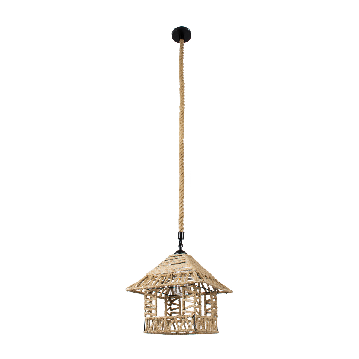 GLOBOSTAR® SPIKY 01613 Boho Κρεμαστό Φωτιστικό Οροφής με Ντουί 1 x E27 AC 220-240V IP20 - Μπεζ - Μ43 x Π43 x Y28cm - Image 3