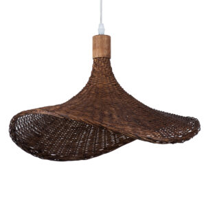 GLOBOSTAR® CUBA 01718 Boho Κρεμαστό Φωτιστικό Οροφής με Ντουί 1 x E27 AC 220-240V IP20 - Καφέ - Μ43 x Π40 x Y28cm