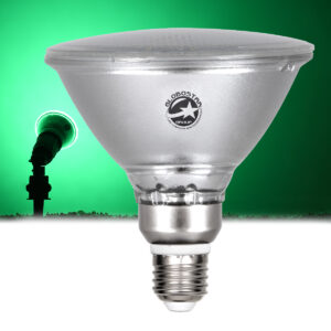 GLOBOSTAR® GARDENPAR 60230 Σποτ E27 PAR38 Σκληρού Υάλου LED 18W 900lm 60° AC 220-240V Αδιάβροχο IP65 Πράσινο - Μ12 x Π12 x Υ13cm - 3 Χρόνια Εγγύηση
