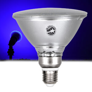 GLOBOSTAR® GARDENPAR 60231 Σποτ E27 PAR38 Σκληρού Υάλου LED 18W 1200lm 60° AC 220-240V Αδιάβροχο IP65 Μπλε - Lumileds SMD Chip - Μ12 x Π12 x Υ13cm - 3 Χρόνια Εγγύηση