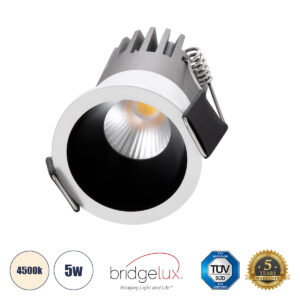 GLOBOSTAR® MICRO-S 60234 Χωνευτό Downlight Σποτ LED 5W 650lm 38° AC 220-240V IP20 Φυσικό Λευκό 4500K - Bridgelux COB Chip & TÜV SÜD Driver - Λευκό & Μαύρο Ματ - Μ4 x Π4 x Υ5.9cm / Q3.5cm - 5 Χρόνια Εγγύηση