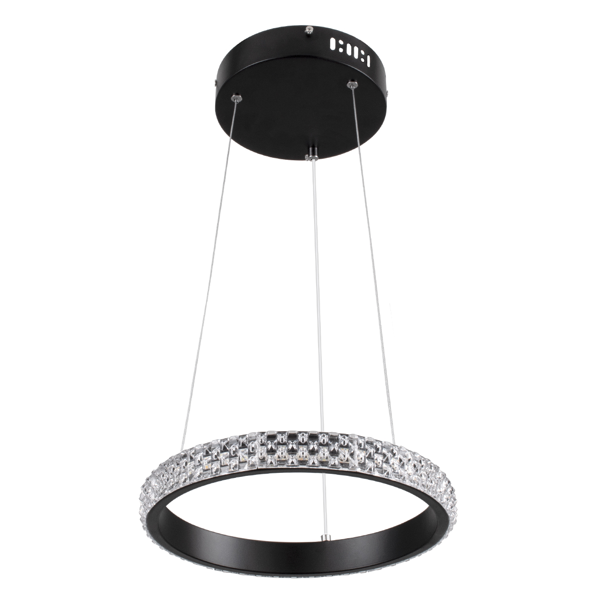 GLOBOSTAR® DIAMOND 61126 Μοντέρνο Κρεμαστό Φωτιστικό Οροφής LED 20W 2356lm 360° AC 220-240V IP20 Ρυθμιζόμενο Λευκό CCT με Χειριστήριο από 2700K έως 6000K Dimmable - Lumileds SMD Chip - Μαύρο Ματ - Μ25 x Π25 x Υ3cm - 3 Χρόνια Εγγύηση - Image 2
