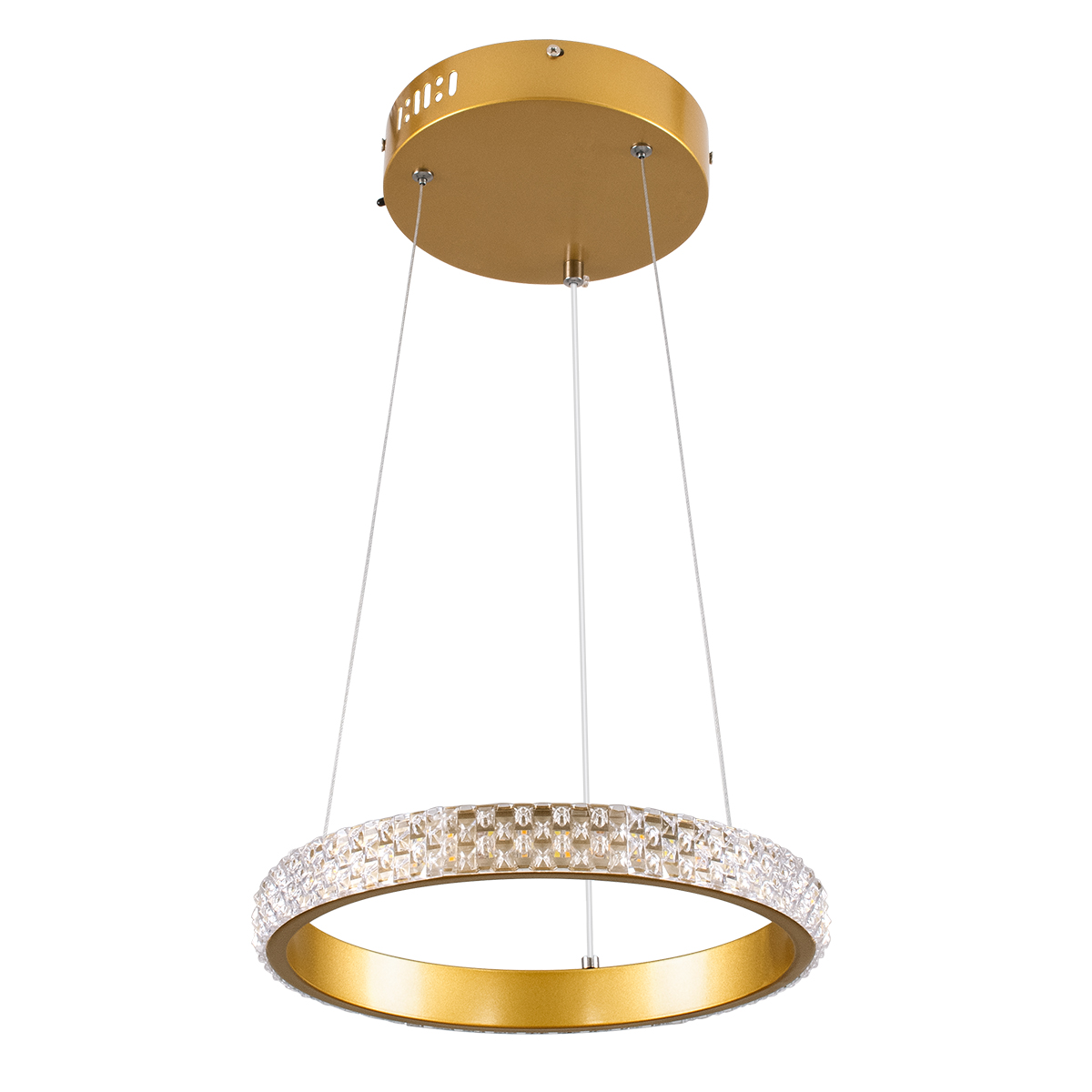 GLOBOSTAR® DIAMOND 61127 Μοντέρνο Κρεμαστό Φωτιστικό Οροφής LED 20W 2356lm 360° AC 220-240V IP20 Ρυθμιζόμενο Λευκό CCT με Χειριστήριο από 2700K έως 6000K Dimmable - Lumileds SMD Chip - Χρυσό Βούρτσας - Μ25 x Π25 x Υ3cm - 3 Χρόνια Εγγύηση - Image 2