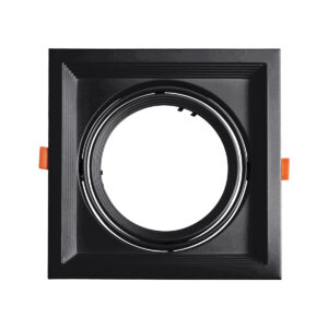 GLOBOSTAR® VITA 77853 Χωνευτή Κινούμενη Βάση για Σποτ AR111 για Ντουί GU10/GU5.3 IP20 - Μαύρο Ματ - Μ18 x Π18 x Υ4.5cm / Q17.5 x 17.5cm