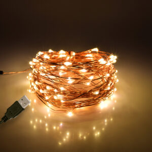 GLOBOSTAR® STRINGLIGHT 79722 Γιρλάντα 10m 100 LED 6W 360lm 360° DC 5V με USB 2.0 IP20 Θερμό Λευκό 2700Κ Dimmable - Χάλκινο - Μ1000 x Π0.6 x Υ0.6cm - 1 Χρόνο Εγγύηση
