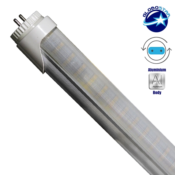 GloboStar® 76187 Λάμπα LED Τύπου Φθορίου T8 Αλουμινίου Τροφοδοσίας Δύο Άκρων 150cm 25W 230V 2300lm 180° με Καθαρό Κάλυμμα Θερμό Λευκό 3000K - Image 2