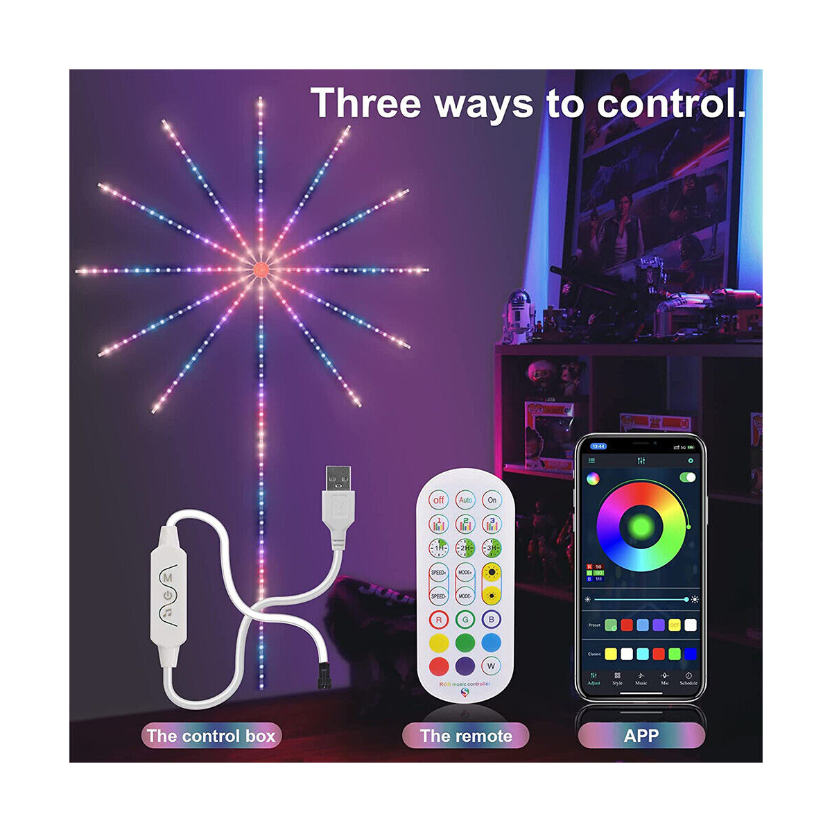 GLOBOSTAR® DIGIFRWORKS 90339 Σετ Ψηφιακής Pixel Addressable Ταινίας με RF Ασύρματο Χειριστήριο & Λειτουργία μέσω WiFi APP LED 50W 3000lm 120° DC 5V με USB 2.0 IP20 156 x SMD5050 Chip 156 x Pixel Πολύχρωμο RGB Dimmable SPI/TTL Protocol - Sanan SMD Chip - Μ205 x Π105 x Υ1.5cm - 2 Χρόνια Εγγύηση - Image 4