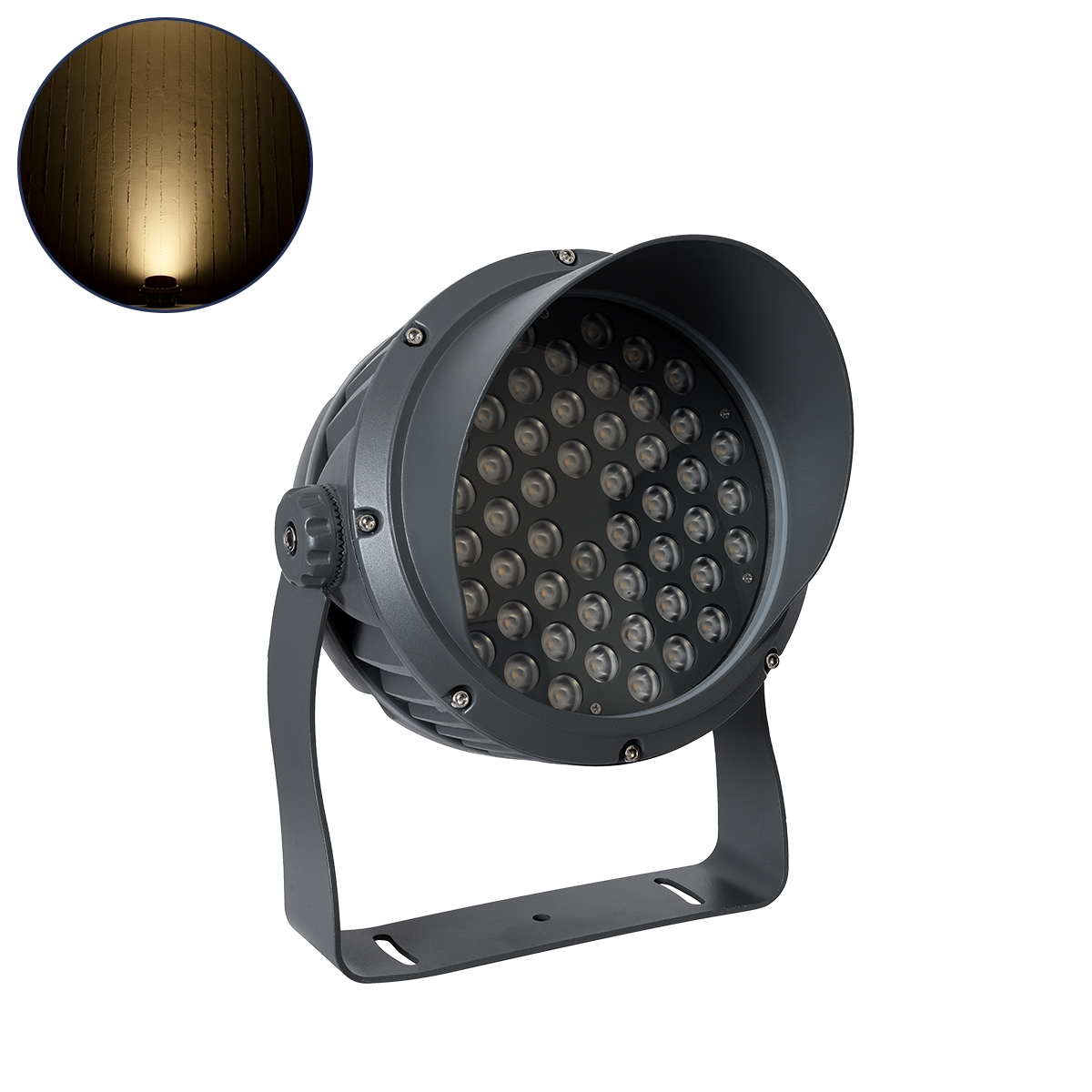 GLOBOSTAR® FLOODIMO 90743 Προβολέας Σποτ Wall Washer με Αντιθαμβωτική Γρίλια LED 54W 4860lm 10° AC 220-240V Αδιάβροχο IP67 Θερμό Λευκό 2700K - Bridgelux SMD Chip - Γκρι Ανθρακί - Μ26 x Π28 x Υ35cm - 3 Χρόνια Εγγύηση