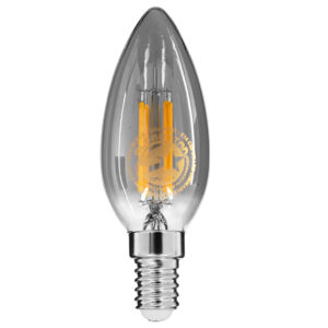 GLOBOSTAR® CANDLE 99061 Λάμπα Κεράκι E14 C35 LED 4W 400lm 360° AC 220-240V IP20 Θερμό Λευκό 2700K Dimmable - Filament Chip - Μαύρο Φιμέ - Μ3.5 x Π3.5 x Υ9.8cm - 3 Χρόνια Εγγύηση