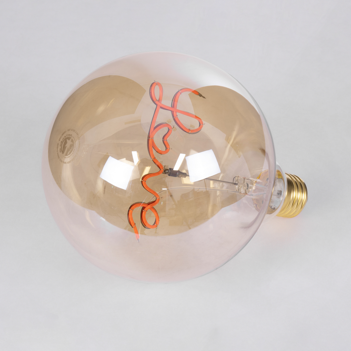 GLOBOSTAR® LOVE 99253 Λάμπα E27 G125 LED 2.4W 204lm 360° AC 220-240V IP20 Κόκκινο Dimmable - Filament Chip - Μελί - Μ12.5 x Π12.5 x Υ18cm - 3 Χρόνια Εγγύηση - Image 3