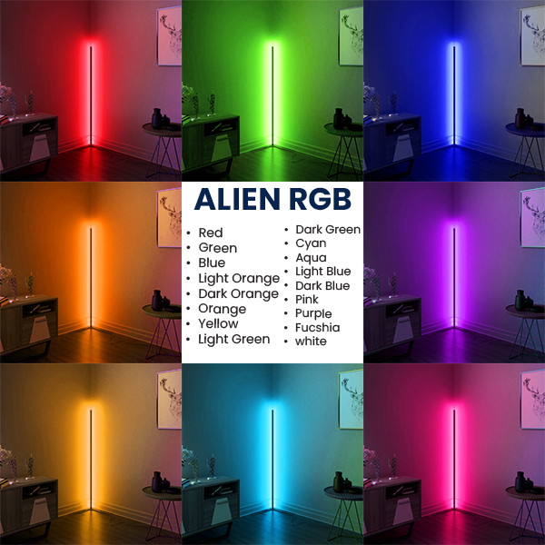 Μοντέρνο Minimal Επιδαπέδιο Μαύρο Φωτιστικό 100cm LED 16 Watt με Ασύρματο Χειριστήριο RF & Dimmer RGB Πολύχρωμο GloboStar ALIEN Design GLOBO-100-8 - Image 2