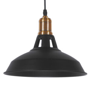 GLOBOSTAR® ANER 01073 Vintage Κρεμαστό Φωτιστικό Οροφής με Ντουί 1 x E27 AC 220-240V IP20 - Μαύρο & Χρυσό - Μ27.5 x Π27.5 x Υ19cm