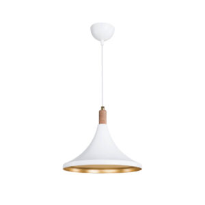 GLOBOSTAR® BELFRY 203-0076 Μοντέρνο Κρεμαστό Φωτιστικό Οροφής με Ντουί 1 x E27 AC 220-240V IP20 - Λεύκο & Χρυσό - Μ29.5 x Π29.5 x Υ22cm