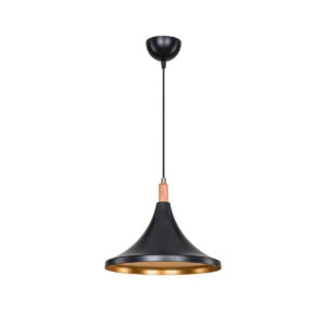 GLOBOSTAR® BELFRY 203-0077 Μοντέρνο Κρεμαστό Φωτιστικό Οροφής με Ντουί 1 x E27 AC 220-240V IP20 - Μαύρο & Χρυσό - Μ29.5 x Π29.5 x Υ22cm
