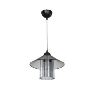 GLOBOSTAR® PROMO 203-0089 Μοντέρνο Κρεμαστό Φωτιστικό Οροφής με Ντουί 1 x E27 AC 220-240V IP20 - Μαύρο & Μαύρο Φιμέ - Μ25.5 x Π25.5 x Υ20cm