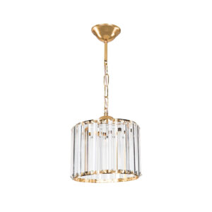 GLOBOSTAR® GLAMOROUS 203-0093 Κλασικό Κρεμαστό Φωτιστικό Οροφής με Ντουί 1 x E27 AC 220-240V IP20 - Χρυσό & Διάφανο - Μ19 x Π19 x Υ16.5cm