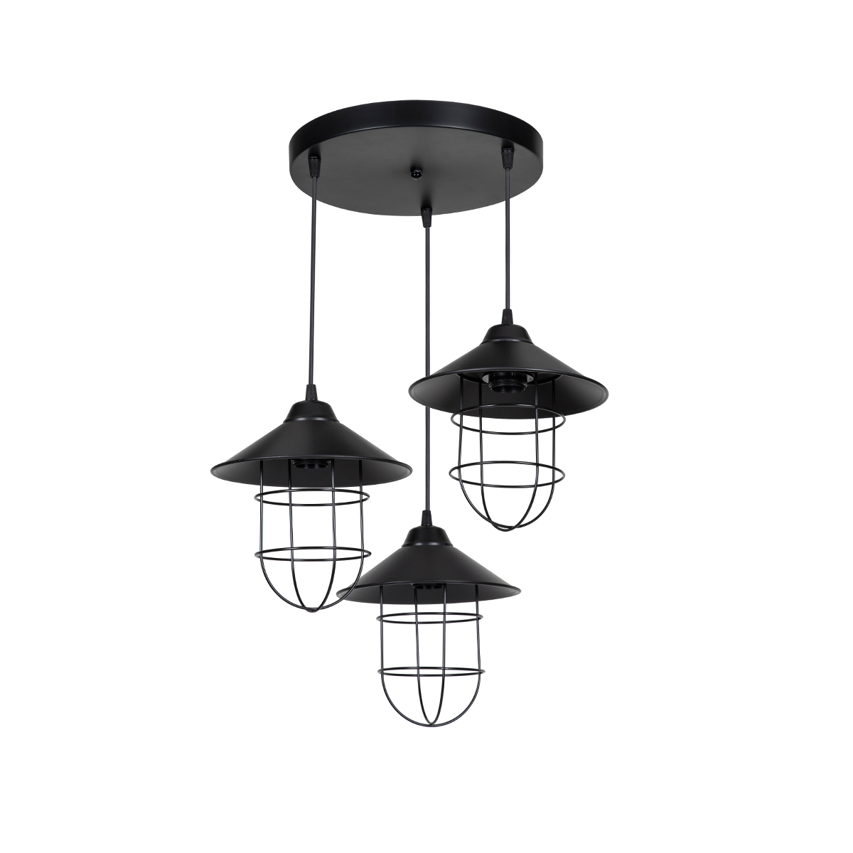 GLOBOSTAR® BLAZEO 203-0097 Vintage Κρεμαστό Φωτιστικό Οροφής με Ντουί 3 x E27 AC 220-240V IP20 - Μαύρο - Μ45 x Π45 x Υ45cm