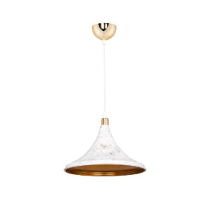 GLOBOSTAR® MARBLE 203-0098 Μοντέρνο Κρεμαστό Φωτιστικό Οροφής με Ντουί 1 x E27 AC 220-240V IP20 - Λεύκο & Χρυσό - Μ30 x Π30 x Υ20cm