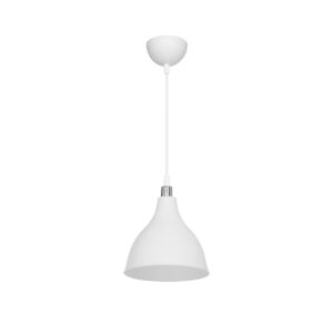 GLOBOSTAR® RADE 203-0126 Μοντέρνο Κρεμαστό Φωτιστικό Οροφής με Ντουί 1 x E27 AC 220-240V IP20 - Λευκό & Ασημί - Μ18.5 x Π18.5 x Υ23cm