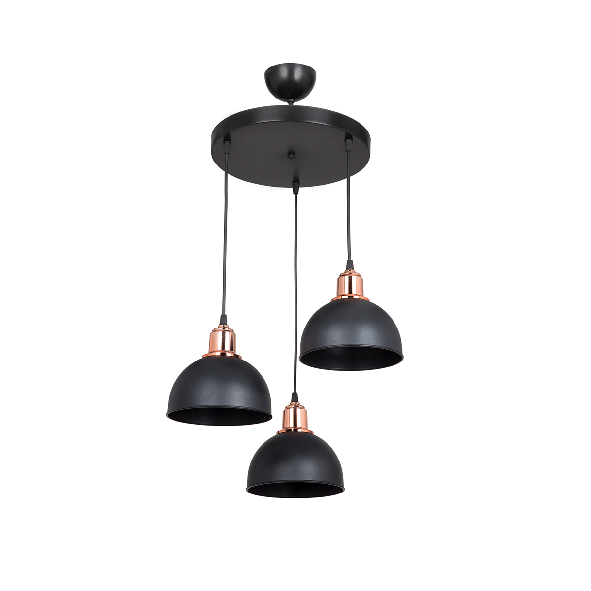GLOBOSTAR® ΗUT 203-0146 Μοντέρνο Κρεμαστό Φωτιστικό Οροφής με Ντουί 3 x E27 AC 220-240V IP20 - Μάυρο & Χάλκινο - Μ40 x Π40 x Υ40cm