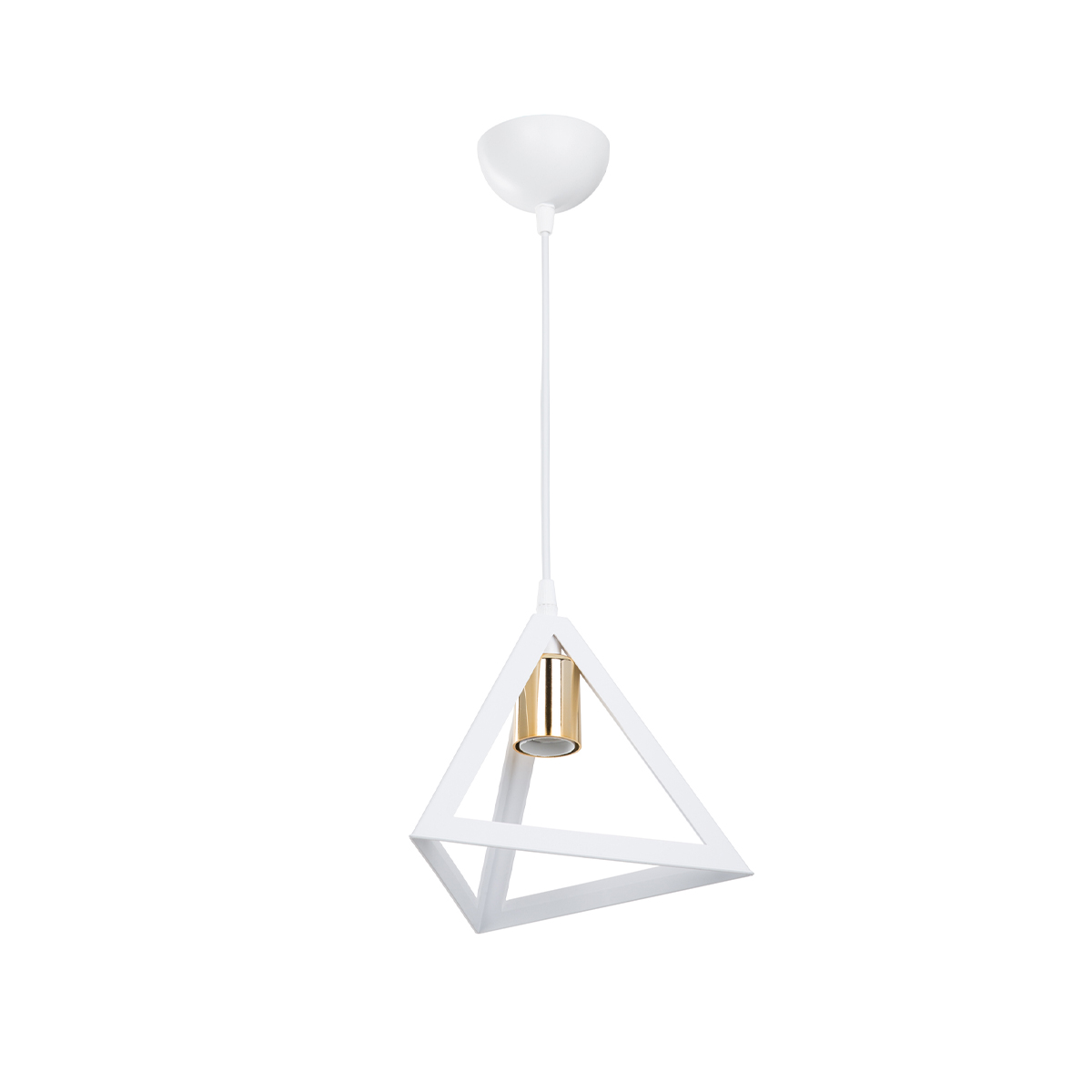 GLOBOSTAR® TRIANGLE 203-0165 Μοντέρνο Κρεμαστό Φωτιστικό Οροφής με Ντουί 1 x E27 AC 220-240V IP20 - Λευκό & Χάλκινο - Μ24 x Π24 x Υ22cm