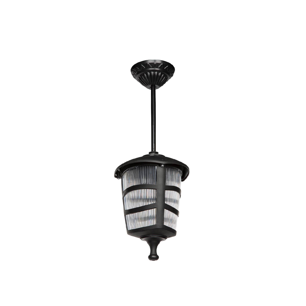 GLOBOSTAR® ZARDIN 203-0204 Vintage Φωτιστικό Οροφής με Ντουί 1 x E27 AC 220-240V IP44 - Μαύρο - Μ17 x Π17 x Υ42cm