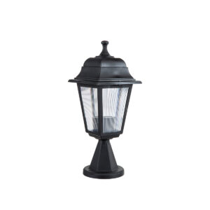 GloboStar® SOLME 203-0210 Vintage Επιδαπέδιο Φωτιστικό Φαναράκι Μονόφωτο 1 x E27 IP44 Μαύρο & Διάφανο Πλαστικό - Μ22 x Π22 x Υ40cm