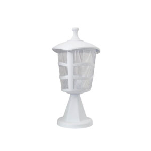 GloboStar® ZARDIN 203-0238 Vintage Επιδαπέδιο Φωτιστικό Φαναράκι Μονόφωτο 1 x E27 IP44 Λευκό & Διάφανο Πλαστικό - Μ17 x Π17 x Υ35cm