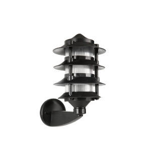 GLOBOSTAR® LANTERNA 203-0244 Μοντέρνο Φωτιστικό Τοίχου - Απλίκα με Ντουί 1 x E27 AC 220-240V IP44 - Μαύρο - Μ16 x Π23 x Υ30cm