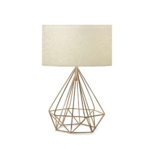 GLOBOSTAR® DIAMOND 204-0084 Μοντέρνο Επιτραπέζιο Φωτιστικό Πορτατίφ με Ντουί 1 x E27 AC 220-240V IP20 - Χρυσό & Μπεζ - Μ24,5 x Π24,5 x Υ40cm