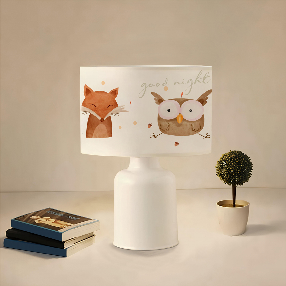 GLOBOSTAR® OWL 204-0024 Παιδικό Επιτραπέζιο Φωτιστικό Πορτατίφ με Ντουί 1 x E27 AC 220-240V IP20 - Πολύχρωμο - Μ24 x Π24 x Υ32cm - Image 2