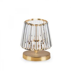 GLOBOSTAR® GLASSY 204-0064 Μοντέρνο Επιτραπέζιο Φωτιστικό Πορτατίφ με Ντουί 1 x E27 AC 220-240V IP20 - Χρυσό & Διάφανο - Μ18 x Π180 x Υ22cm