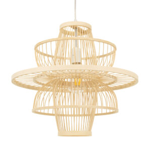 GLOBOSTAR® BALI 00861 Boho Κρεμαστό Φωτιστικό Οροφής με Ντουί 1 x E27 AC 220-240V IP20 - Μπεζ - Μ45 x Π45 x Υ42.5cm