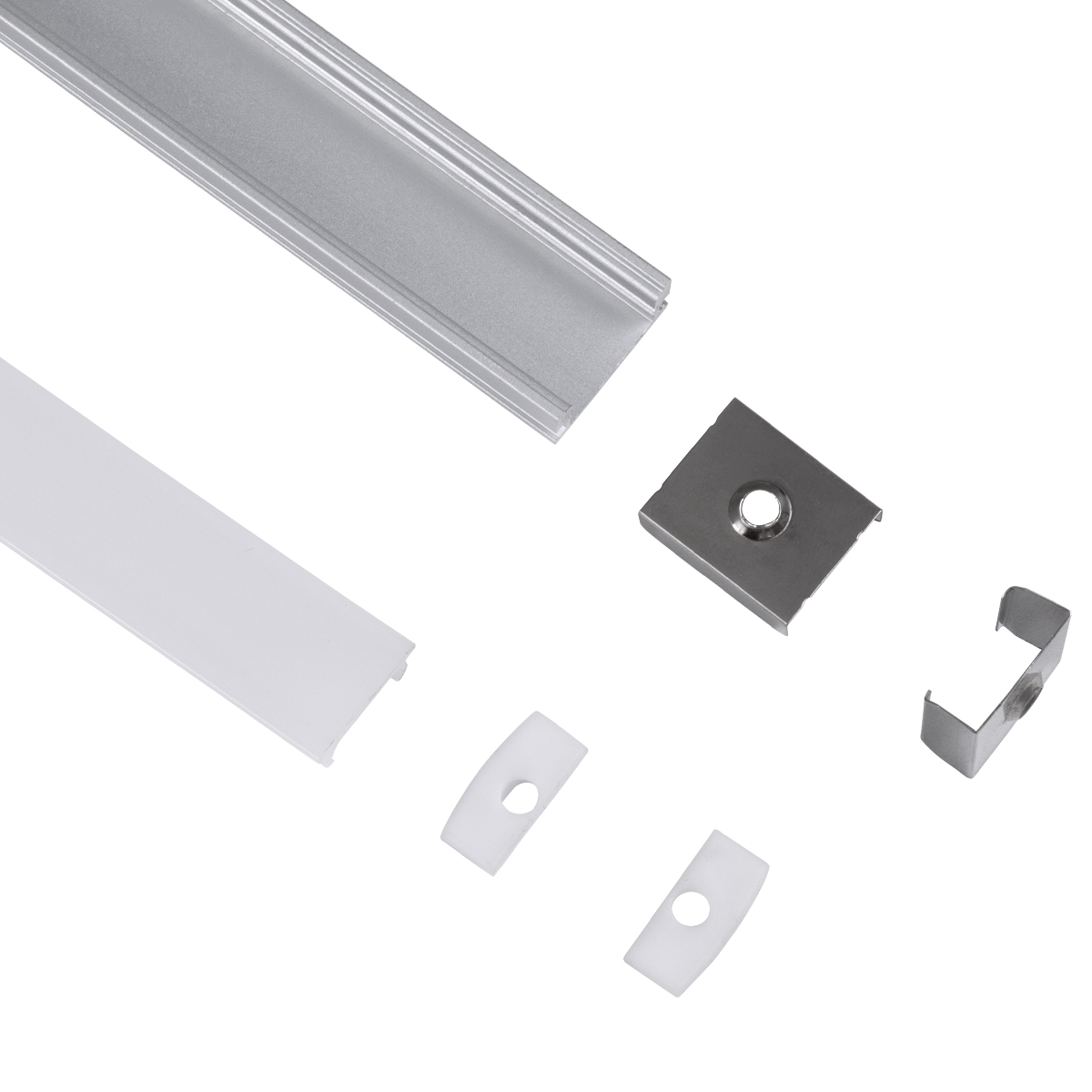 GLOBOSTAR® ALP-LINEAR SURFABO 70805-1M Επιφανειακό Προφίλ Αλουμινίου με Λευκό Γαλακτερό Πατητό Κάλυμμα για Ταινίες LED IP20 - Ασημί & Λευκό - Μ100 x Π1.6 x Υ0.7cm - Image 2