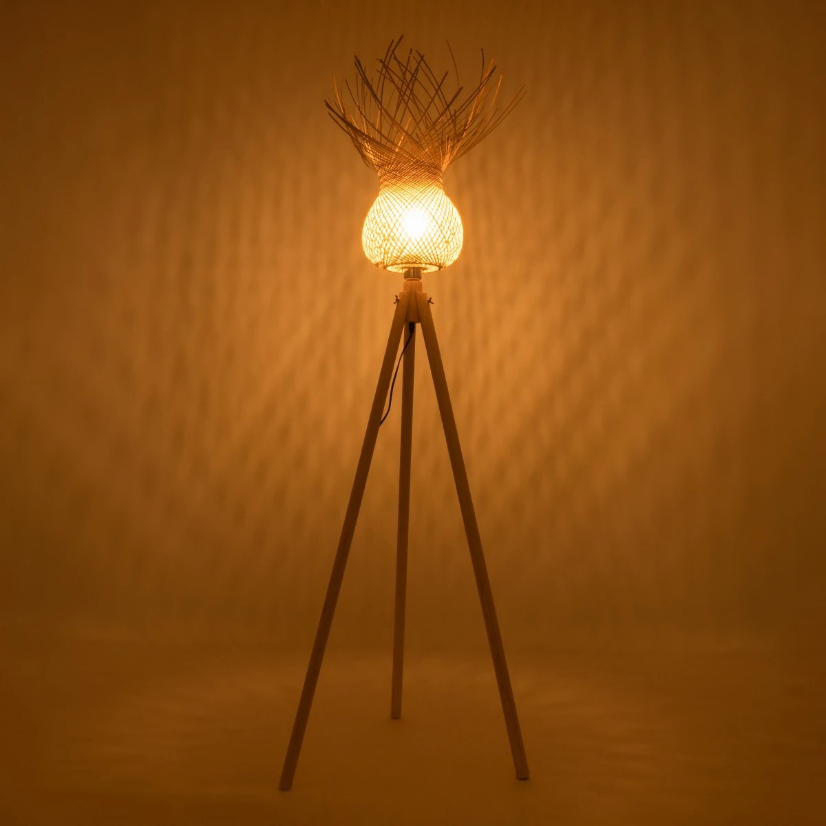 GLOBOSTAR® POPPY 01984 Boho Επιδαπέδιο Φωτιστικό με Ντουί 1 x E27 AC 220-240V IP20 - Μπεζ - Μ58 x Π58 x Υ168cm - Image 2