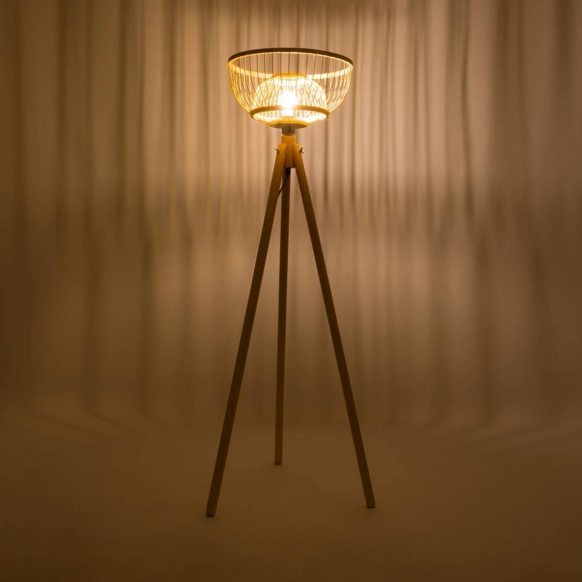 GLOBOSTAR® POPPY 01986 Boho Επιδαπέδιο Φωτιστικό με Ντουί 1 x E27 AC 220-240V IP20 - Μπεζ - Μ58 x Π58 x Υ141cm - Image 2